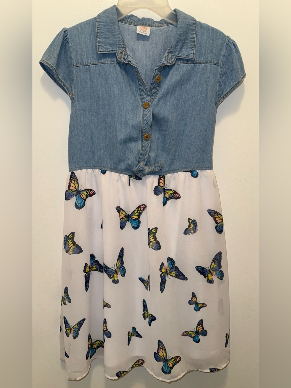 Wonder Nation Blue Denim Top Dress with White Butterfly Skirt